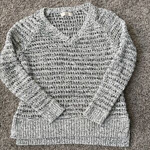 LOFT Textured Gray V-Neck Sweater